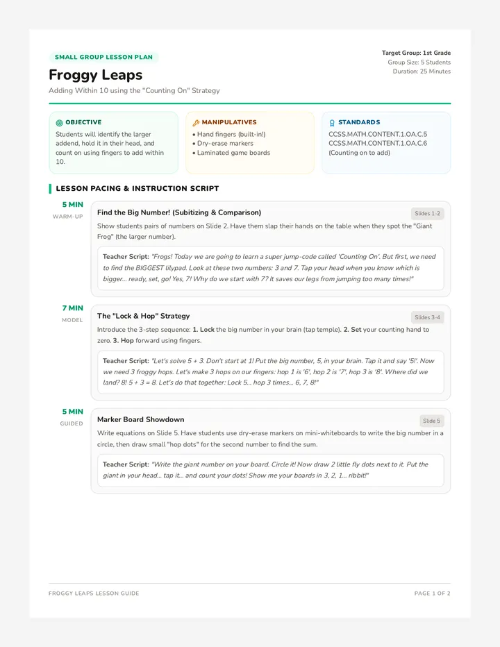 Froggy Leaps Lesson Plan