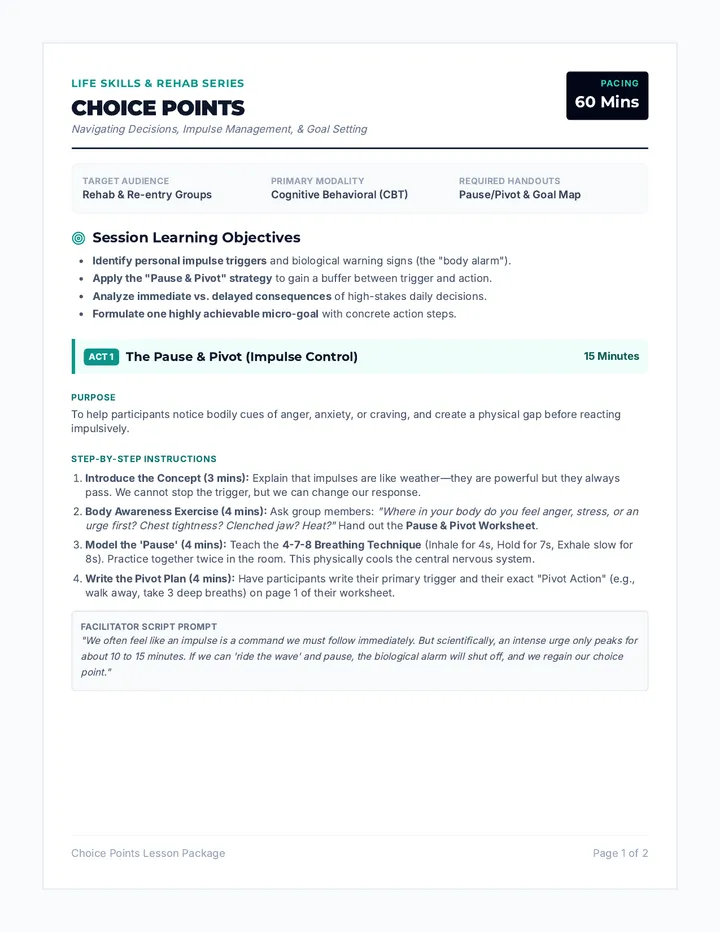 Choice Points Facilitator Guide