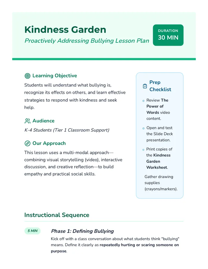 Kindness Garden Lesson Plan