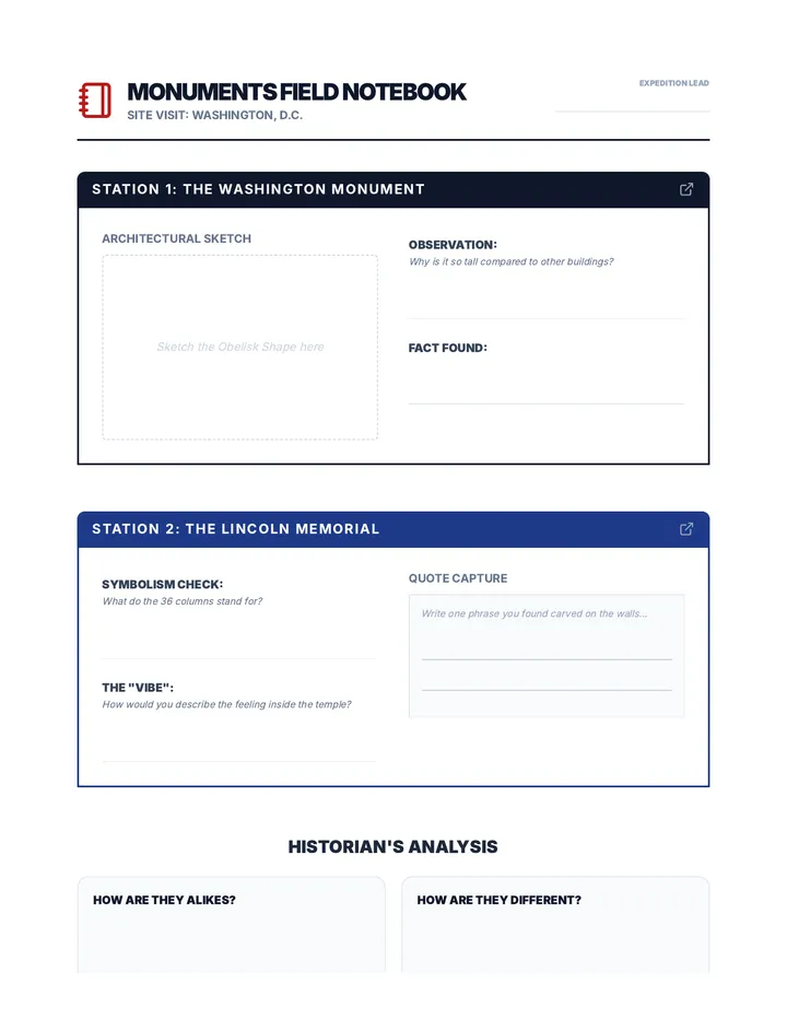 Landmark Field Notes Worksheet