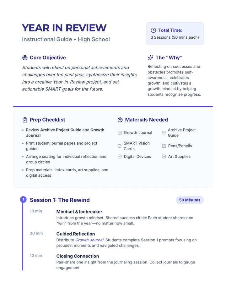 Year in Review Teacher Guide