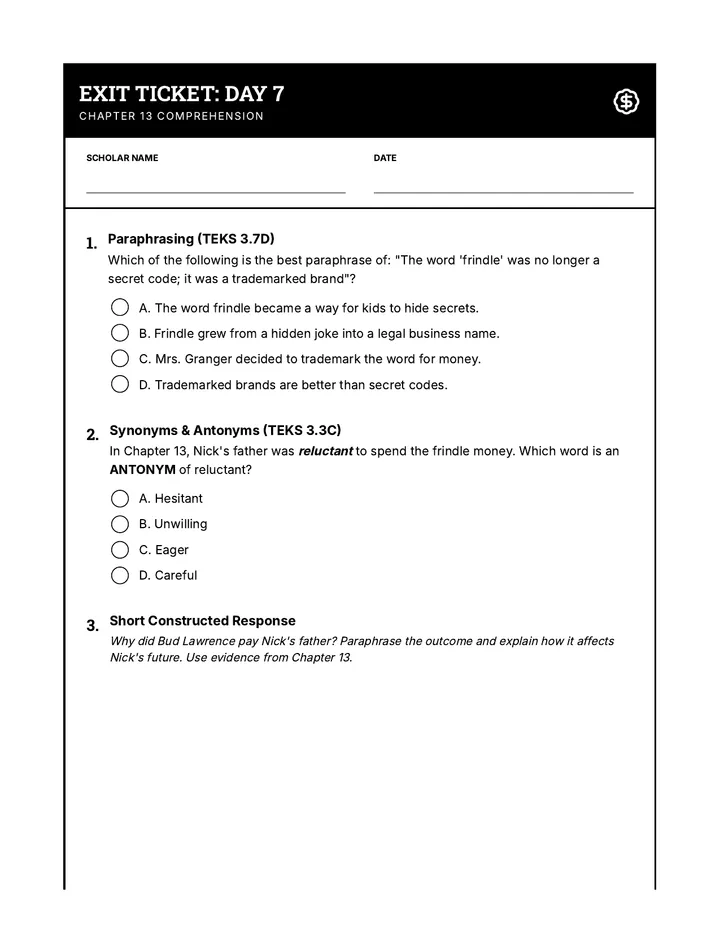 Day 7 Exit Ticket