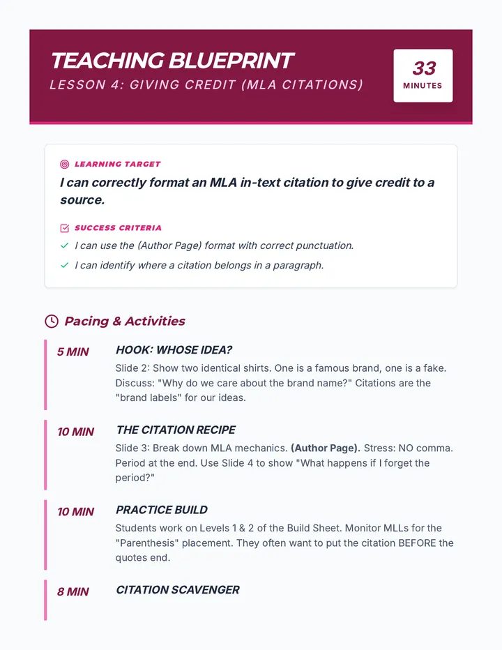 Lesson 4 Teacher Blueprint Credit Revised