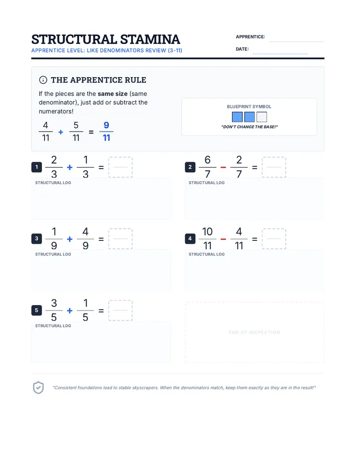 Structural Stamina Worksheet