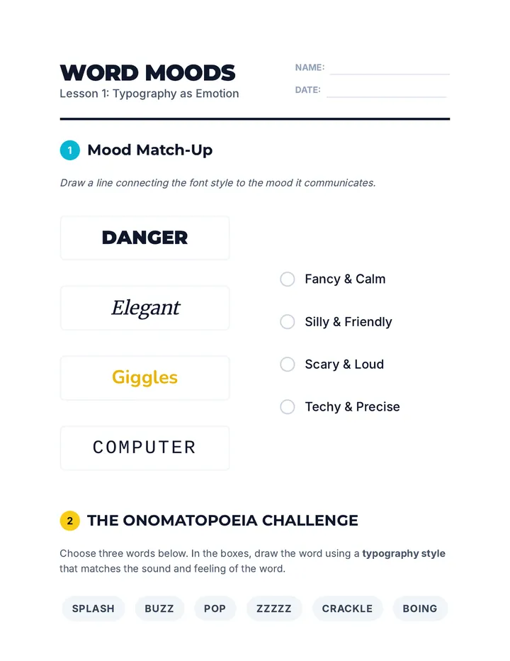 Word Moods Worksheet