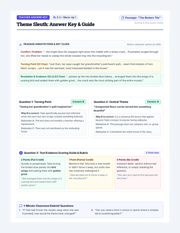 Theme Sleuth Answer Key