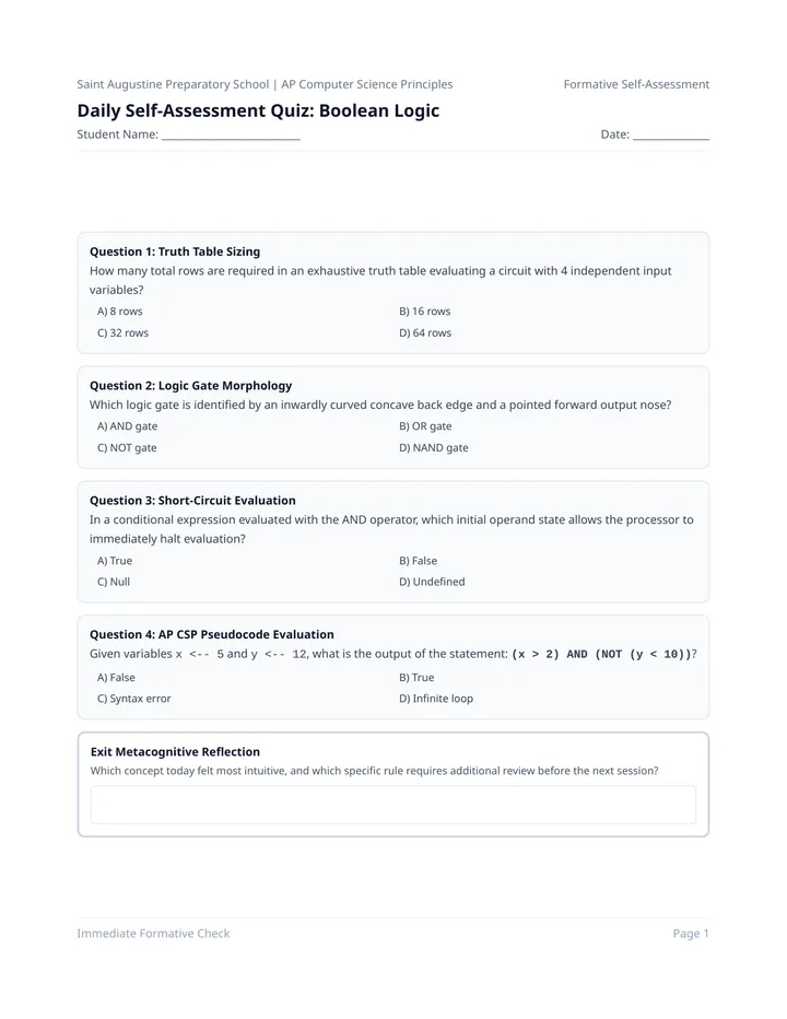 Daily Self Assessment Quiz