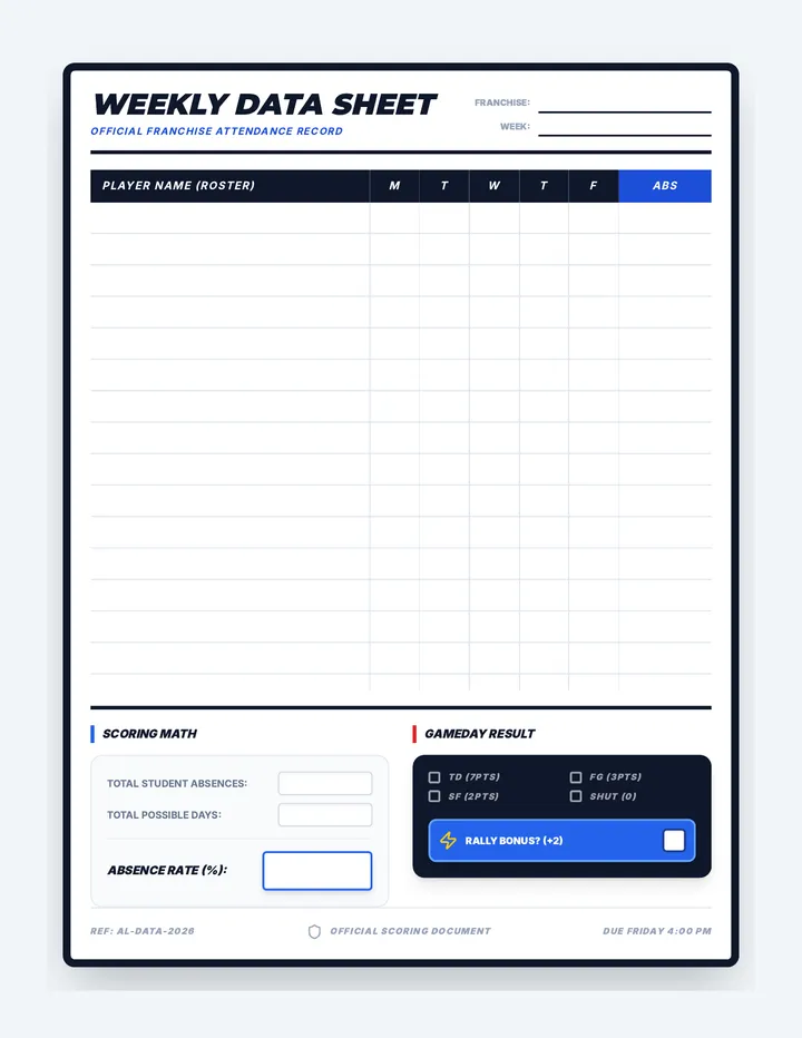 Weekly Data Sheet Template