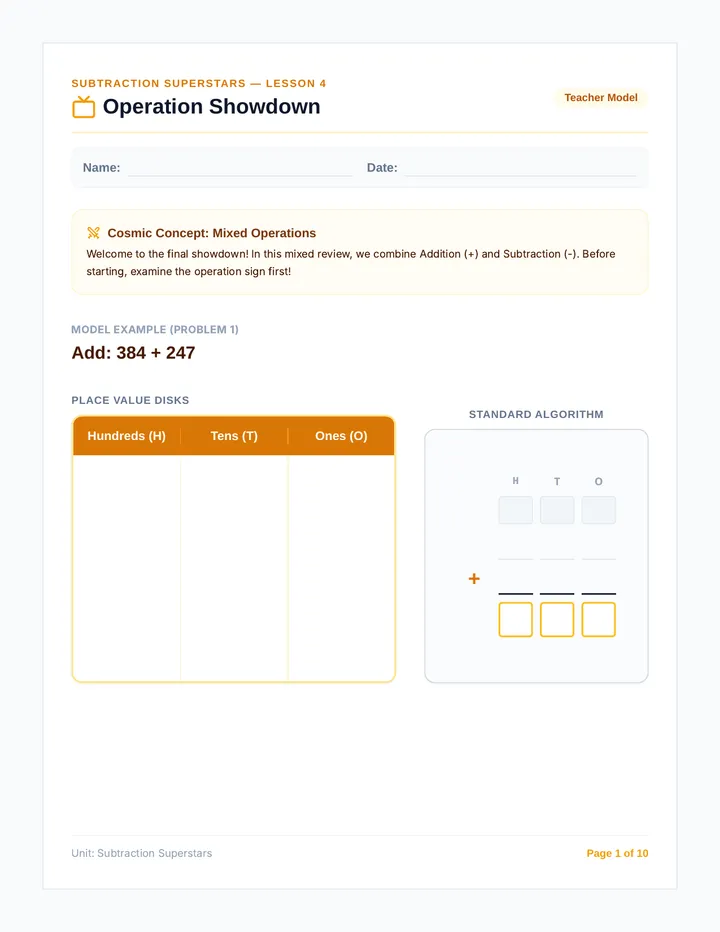 Operation Showdown Worksheet
