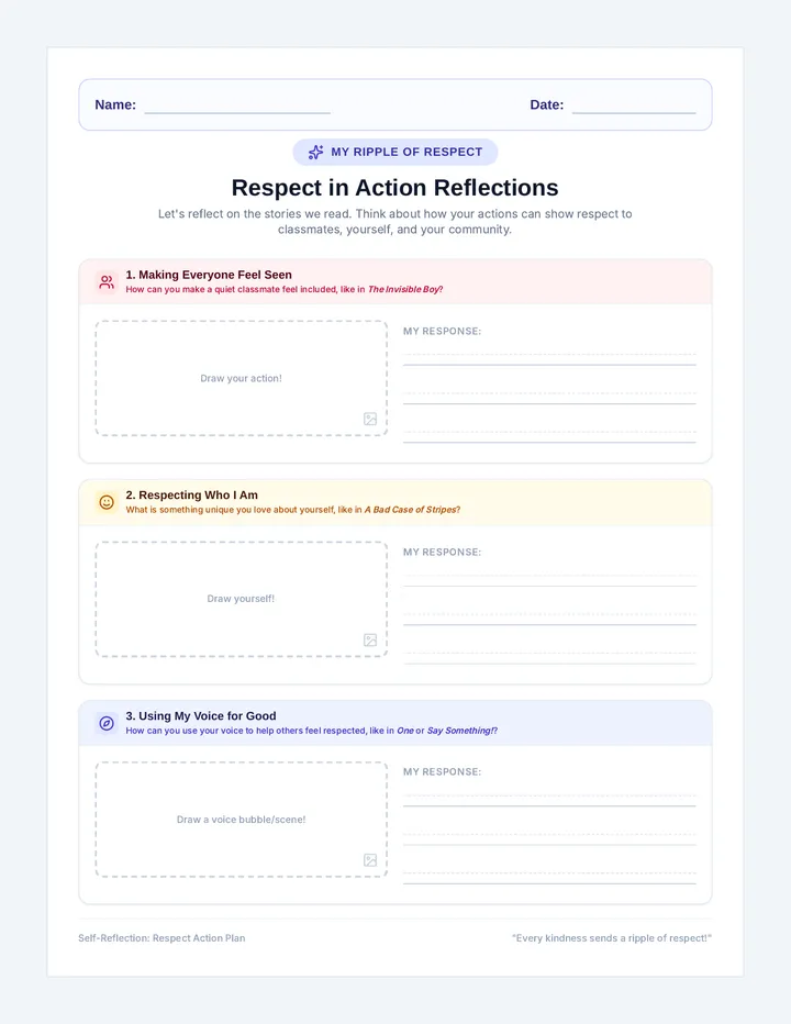 Respect Reflections Worksheet