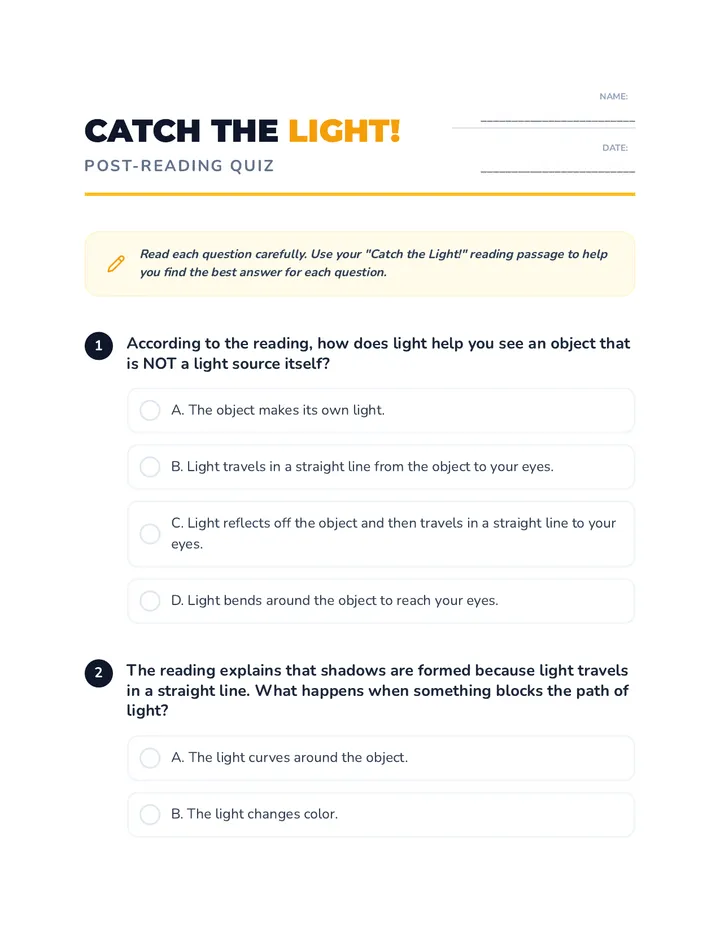 Catch the Light Quiz