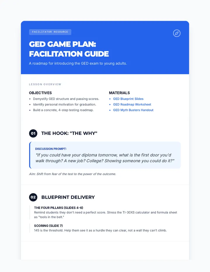 GED Facilitator Guide