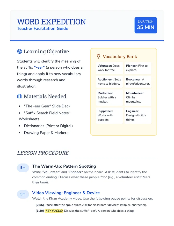 Word Expedition Teacher Guide