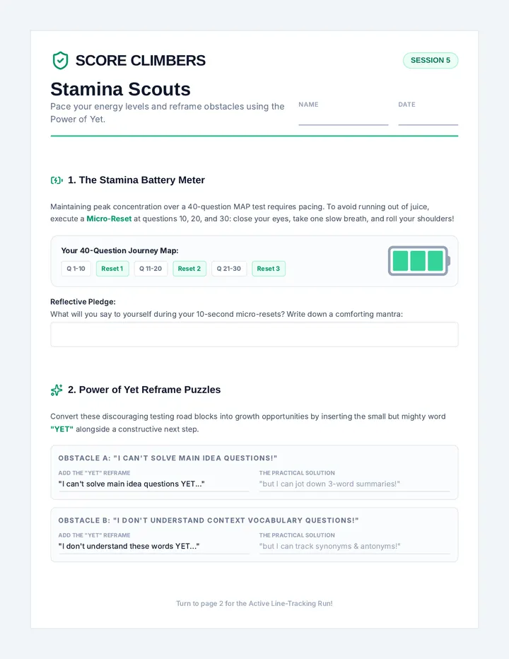 Stamina Scouts Worksheet