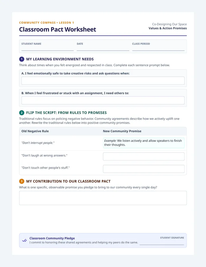 Classroom Pact Worksheet
