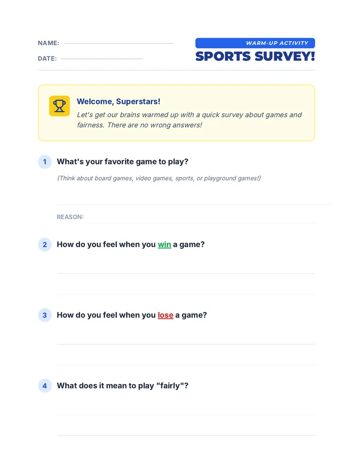 Sports Survey Warm Up