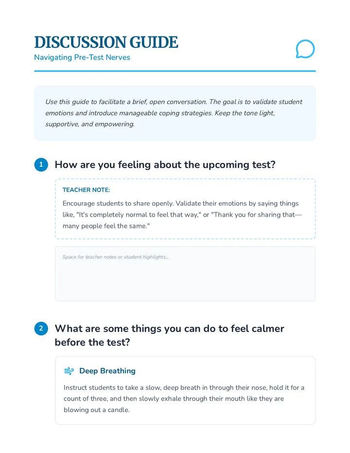 Pre Test Discussion Guide