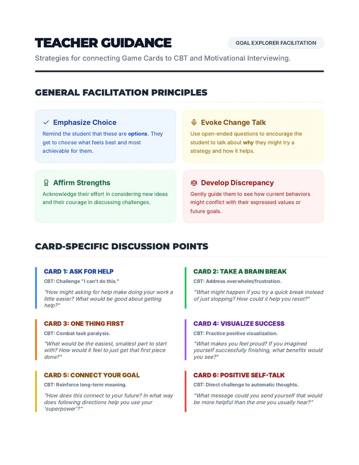 Goal Explorer Game Teacher Guidance