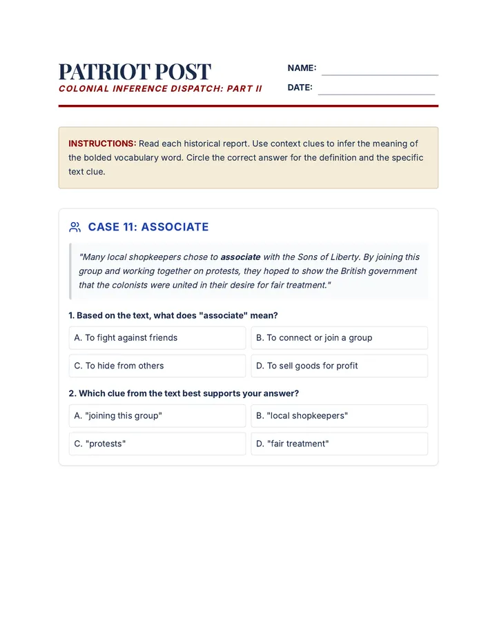 Patriot Post Extra Worksheet
