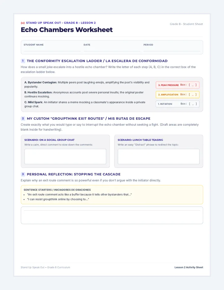 Echo Chambers Worksheet