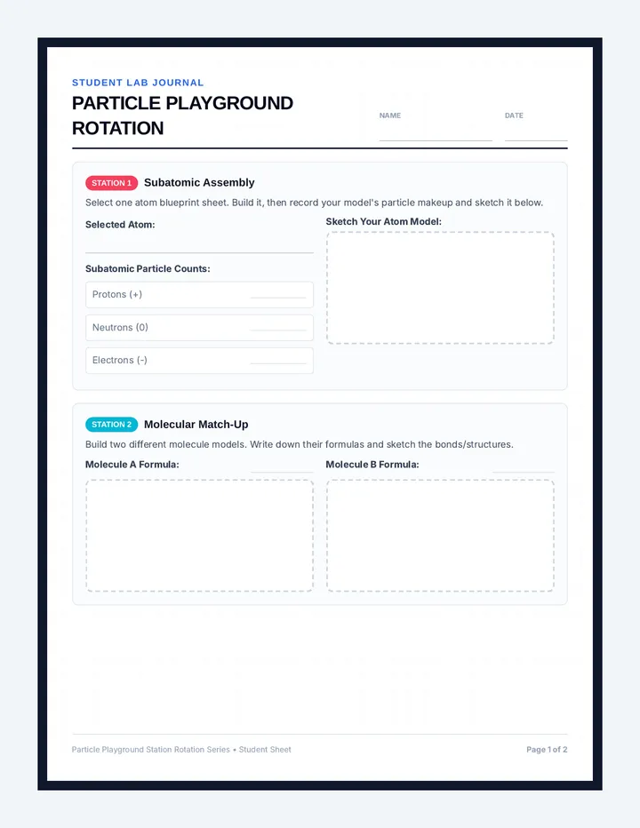 Particle Playground Recording Sheet