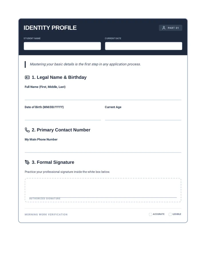 Identity Profile Worksheet