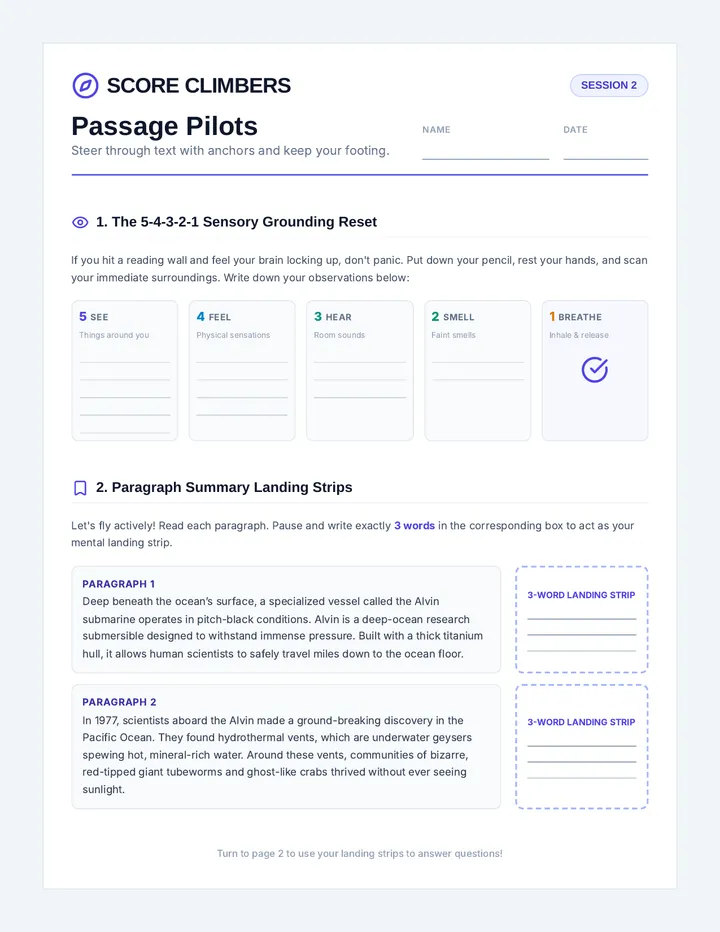 Passage Pilots Worksheet