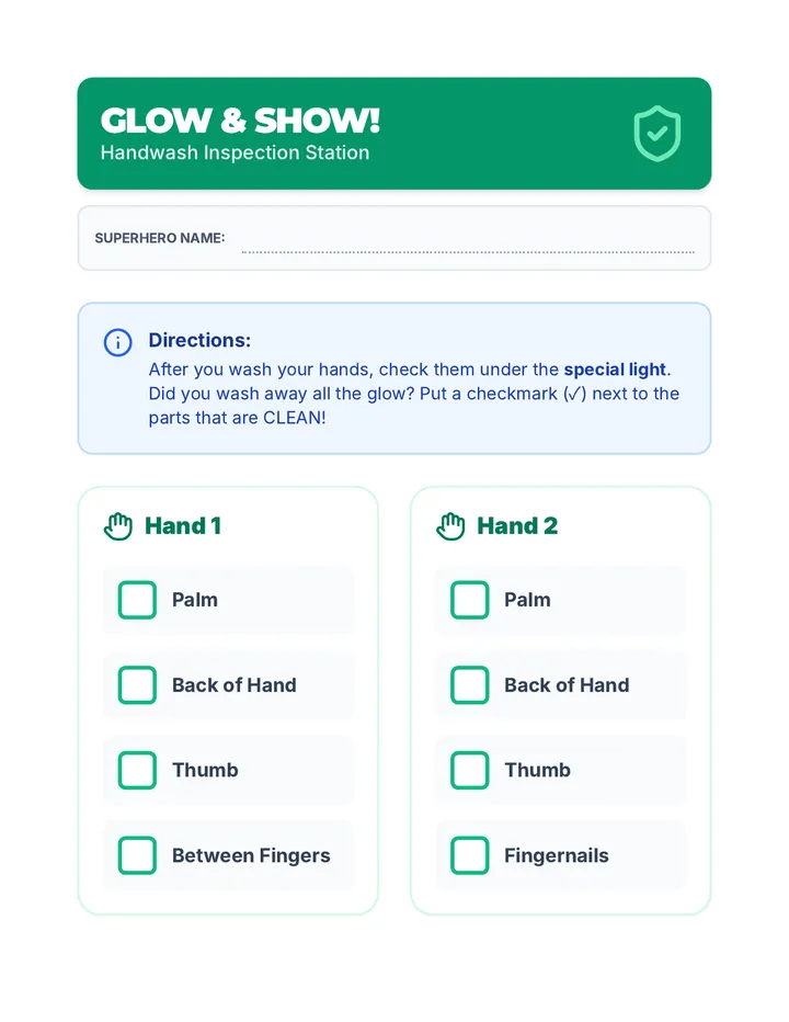 Glow & Show Handwash Check Activity