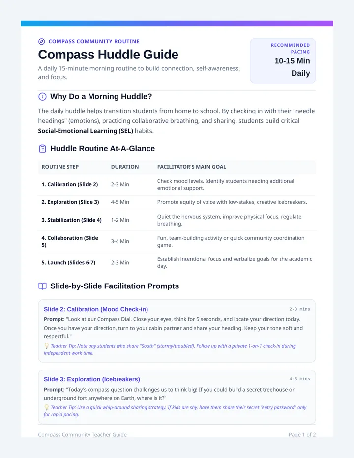 Compass Huddle Teacher Guide
