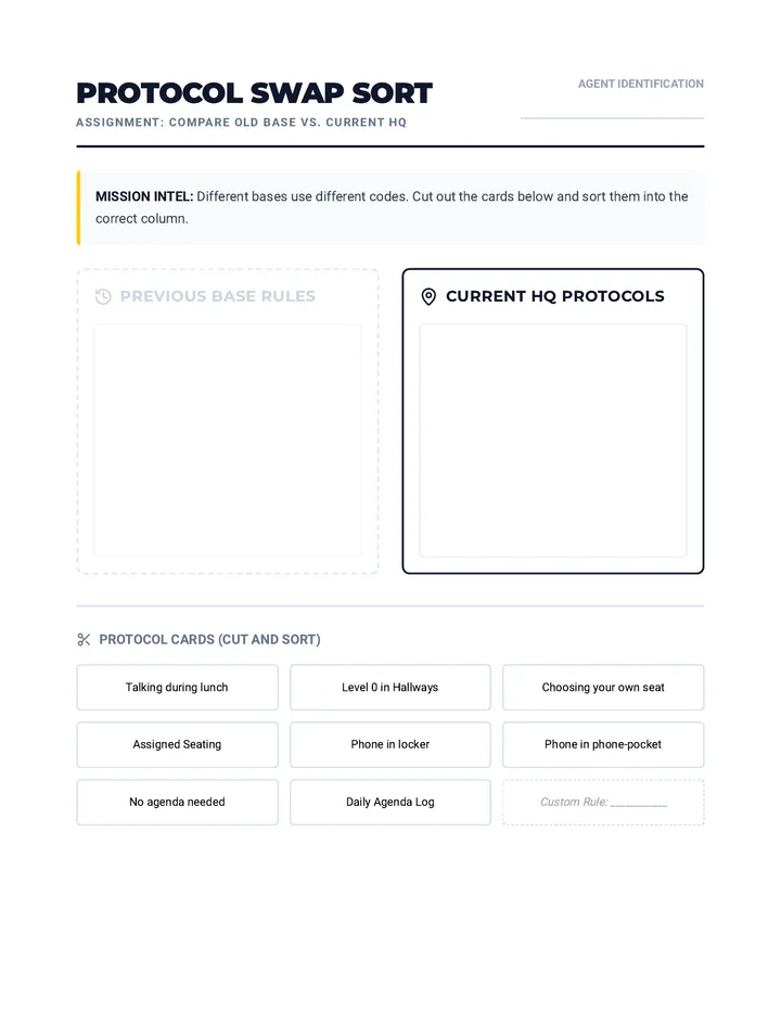 Rule Swap Sort Worksheet
