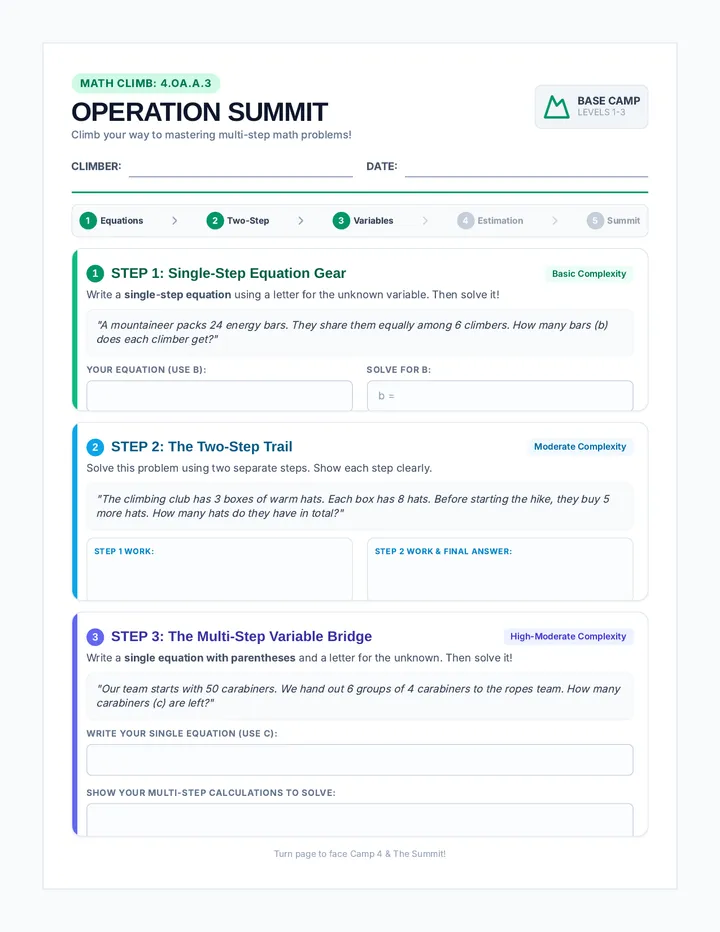 Operation Summit Ladder Worksheet