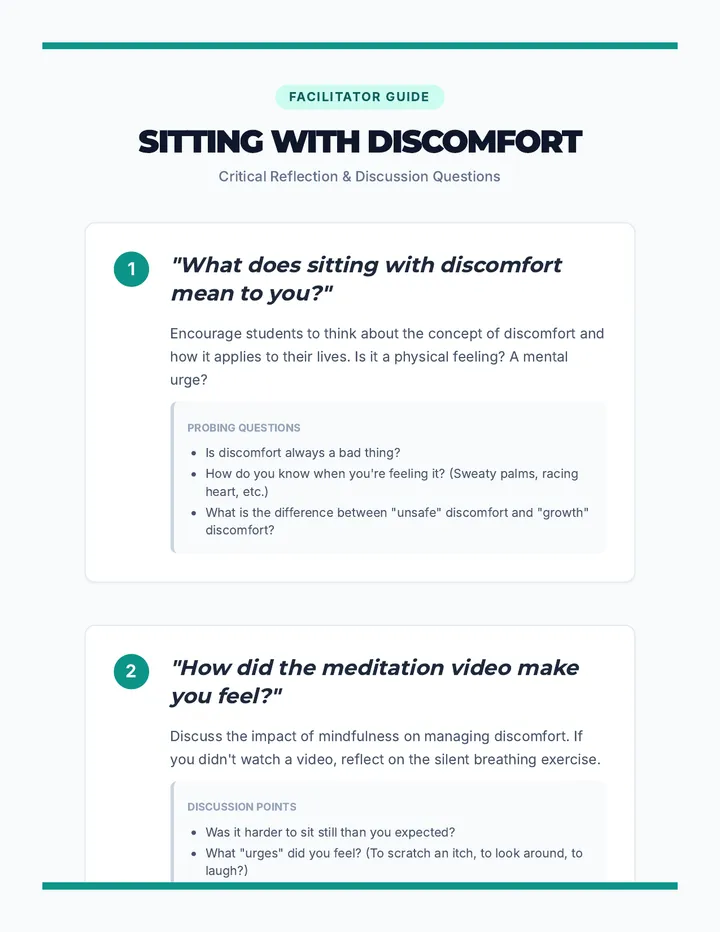 Sitting Discomfort Discussion Guide