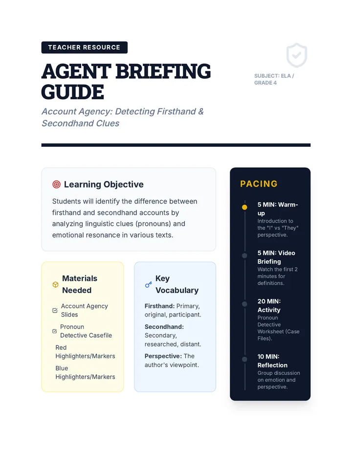 Account Agency Teacher Guide