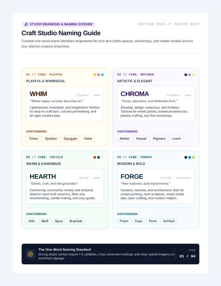 Craft Studio Naming Guide