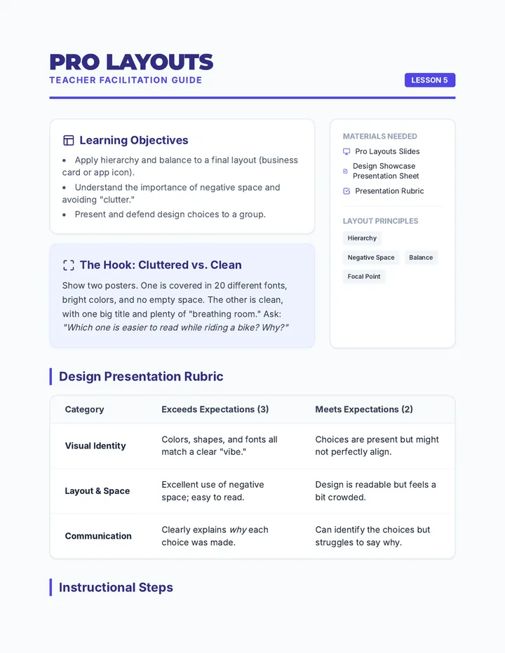 Pro Layouts Teacher Guide