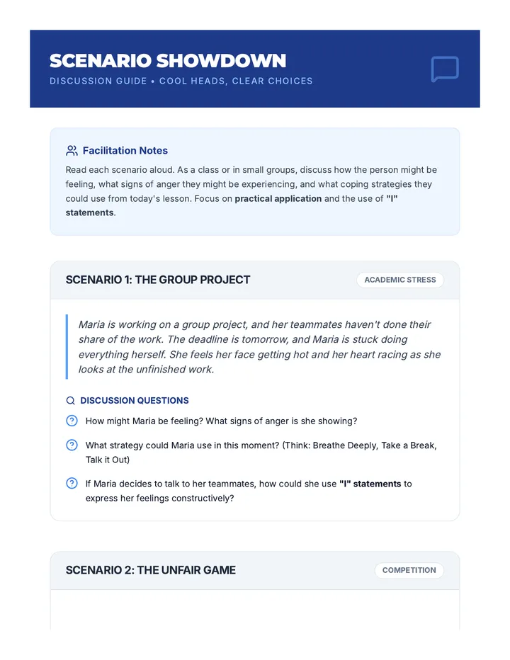Anger Scenarios Discussion Guide
