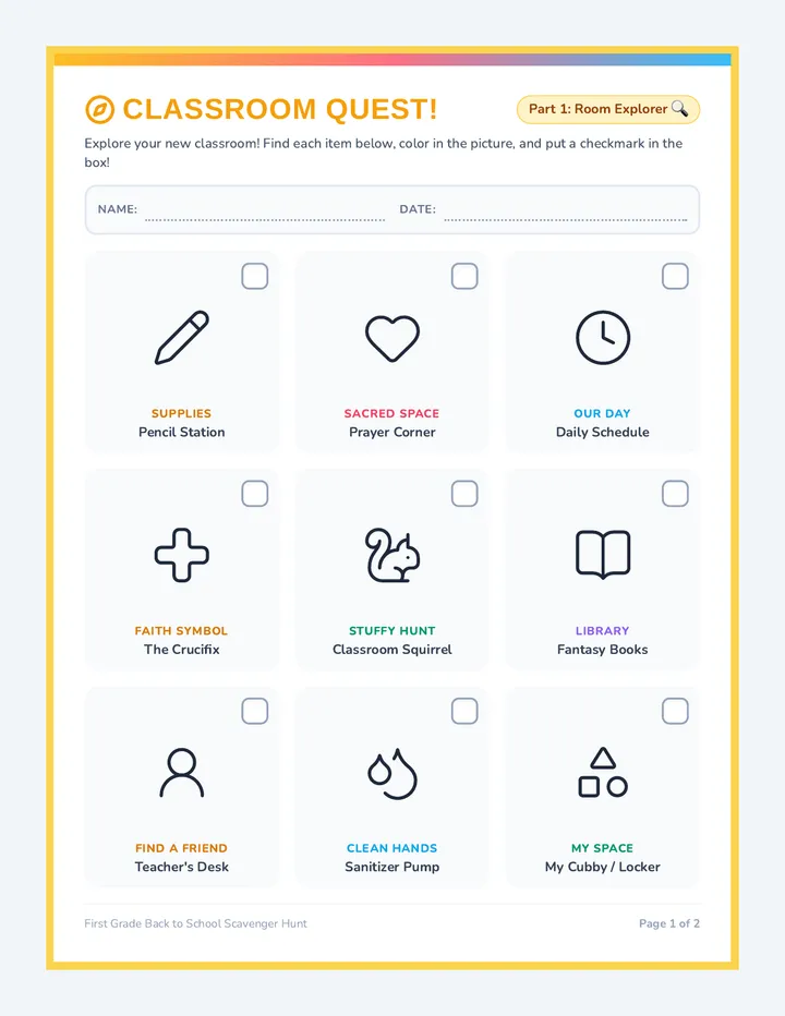 Classroom Quest Worksheet