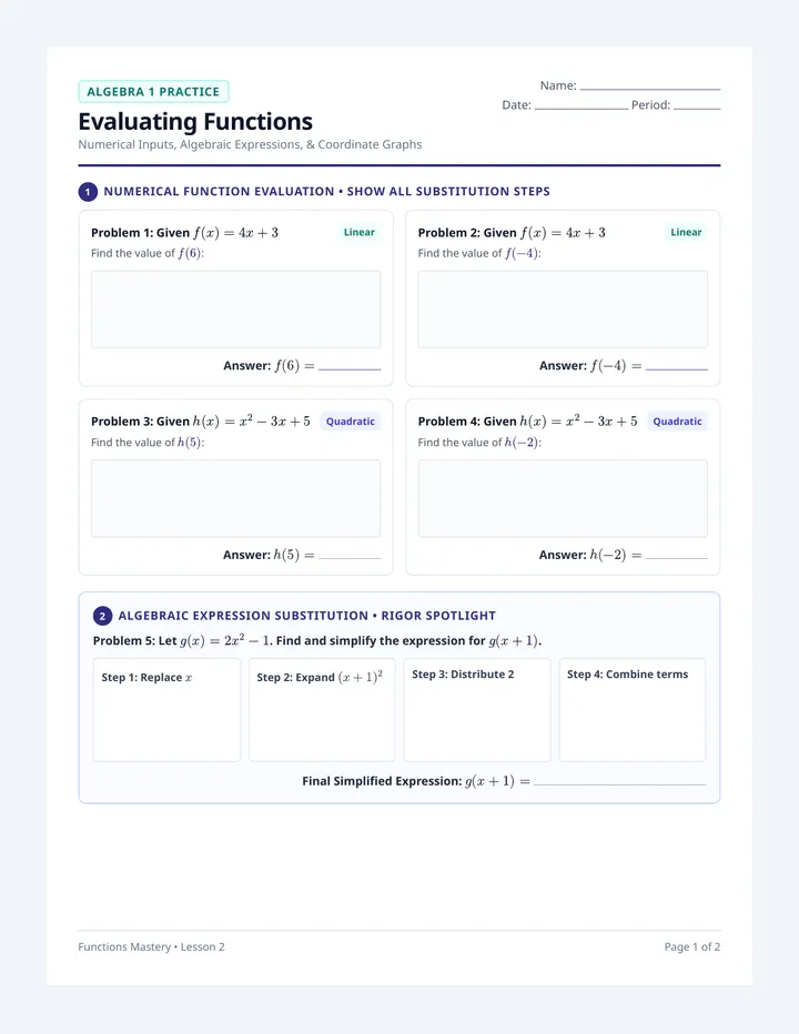 Evaluation Practice Worksheet