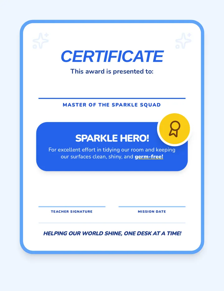 Sparkle Hero Certificate
