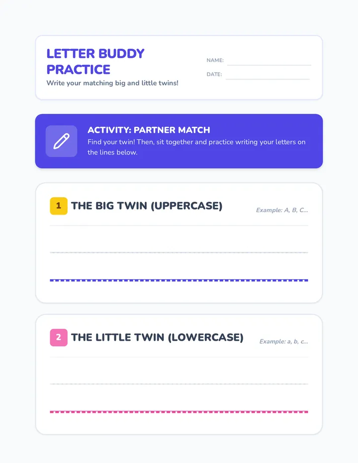 Letter Buddy Practice Sheet