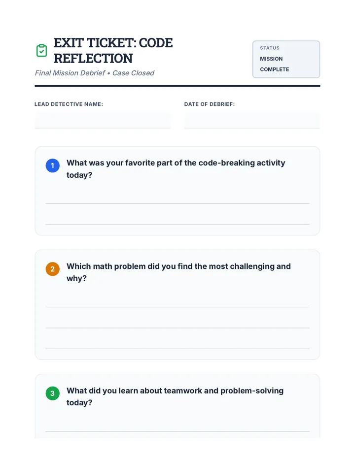 Code Reflection Exit Ticket