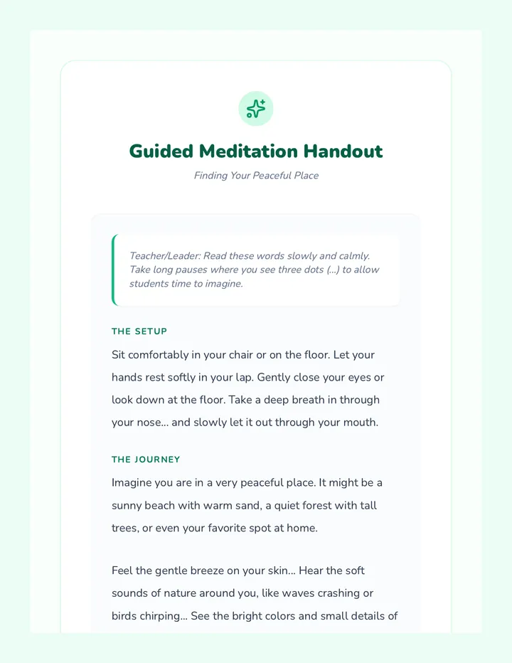 Guided Meditation Handout