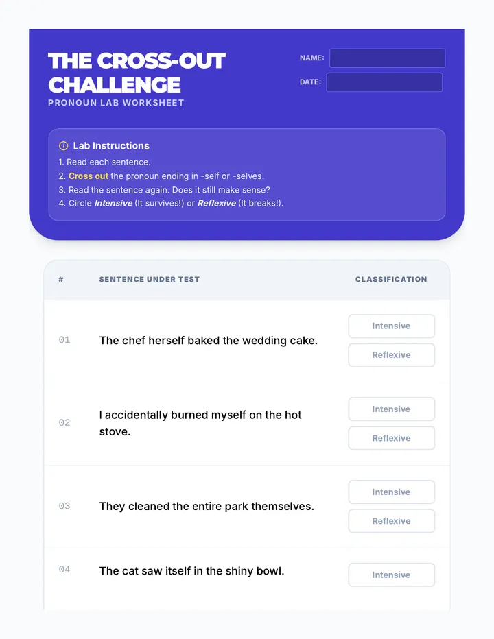 Cross Out Challenge Worksheet
