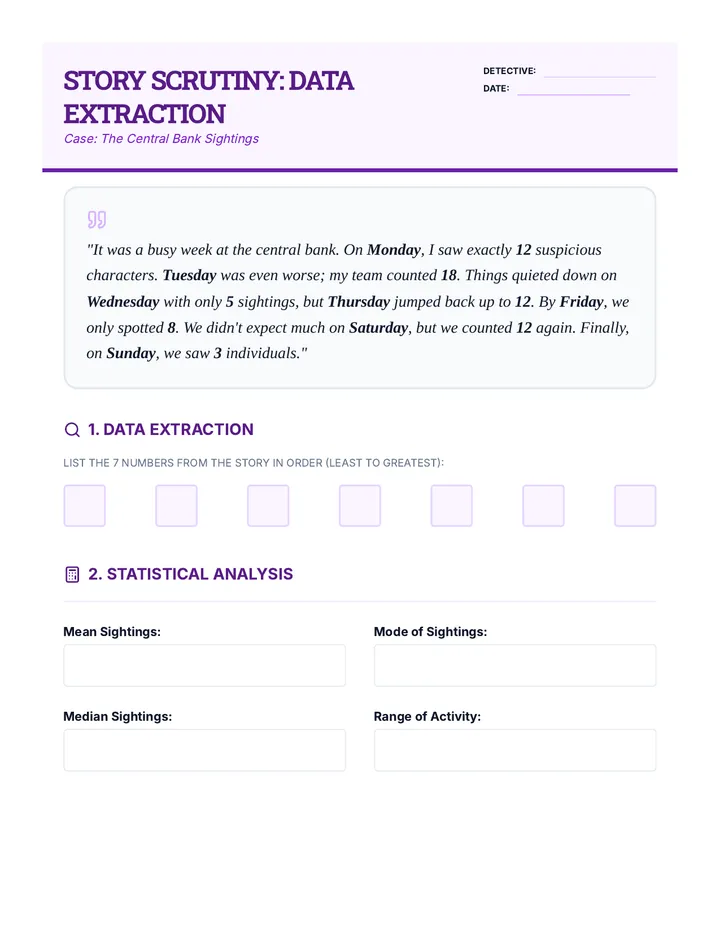 Story Scrutiny Worksheet