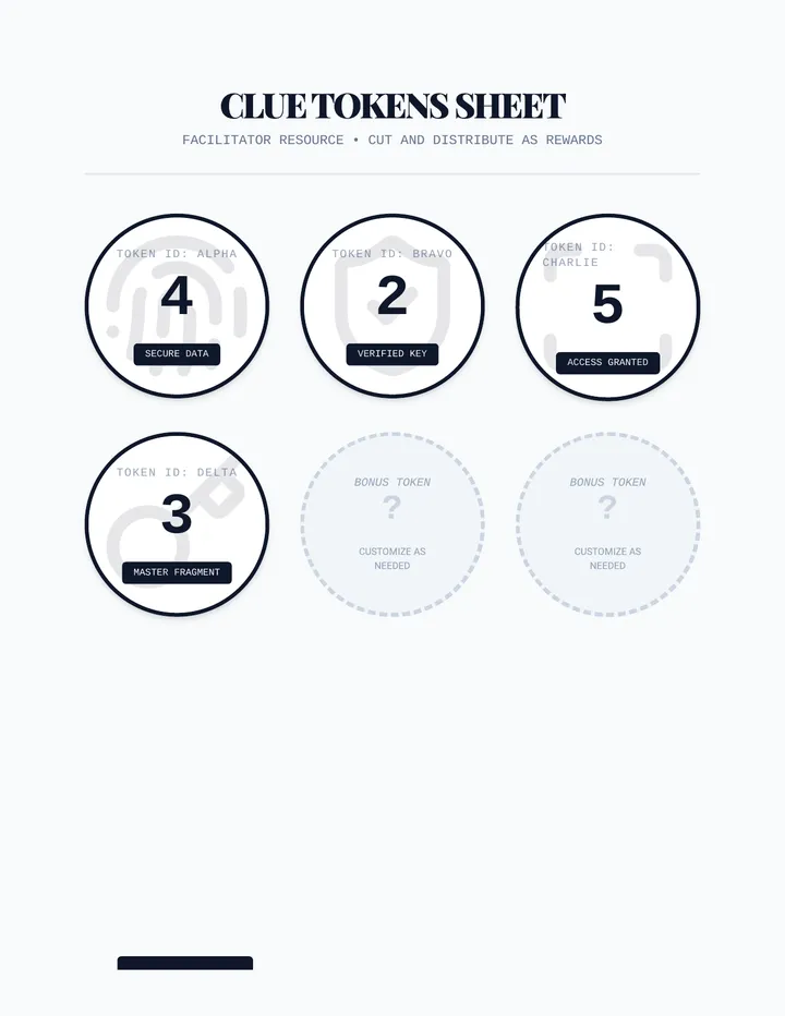 Escape Room Clue Tokens Game Material