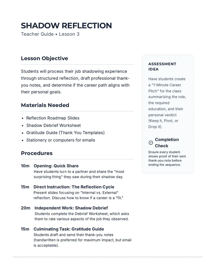 Shadow Reflection Teacher Guide