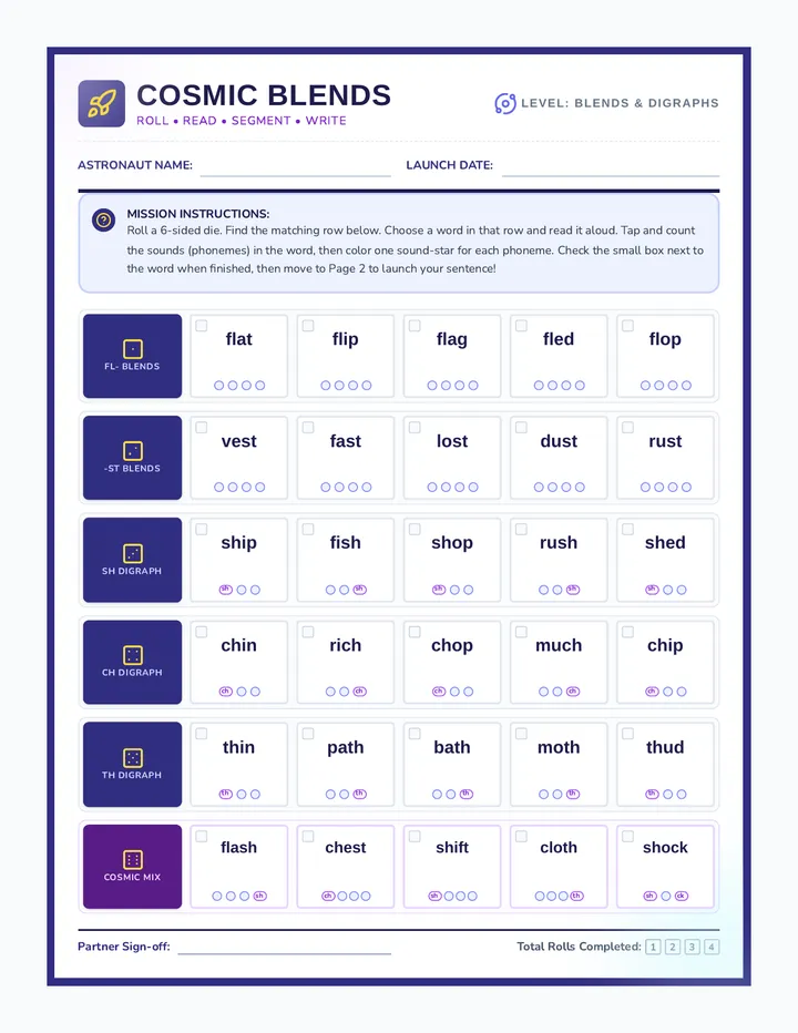 Blend Blitz Worksheet