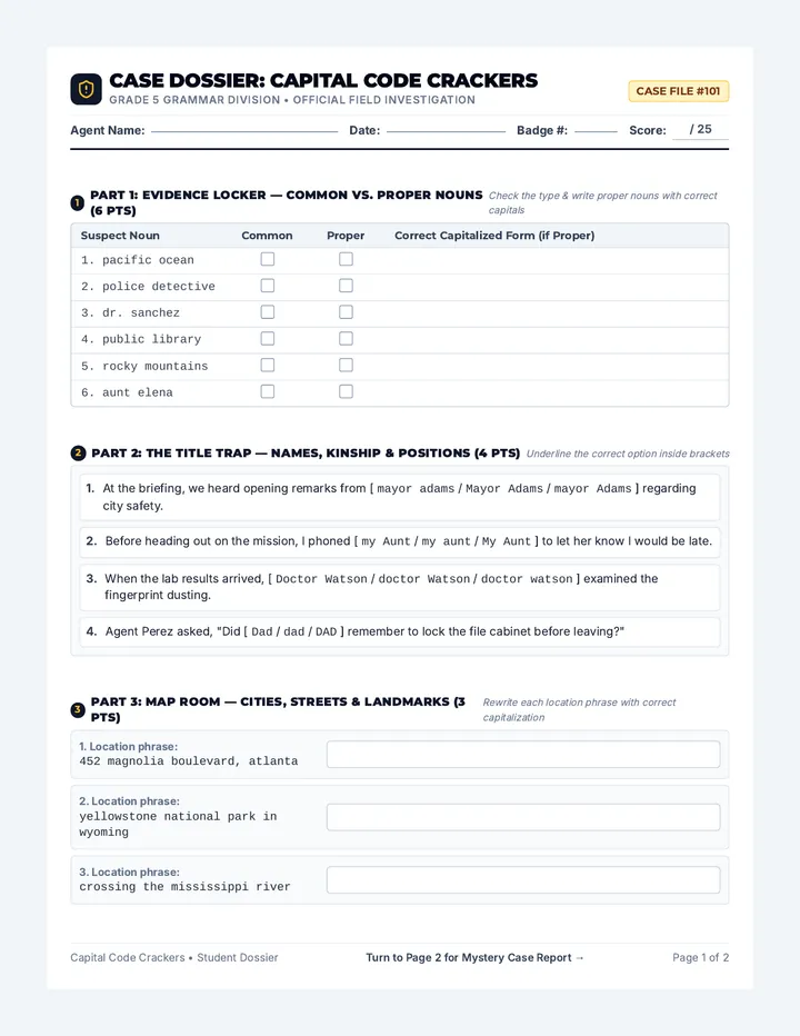 Capital Code Activity Sheet