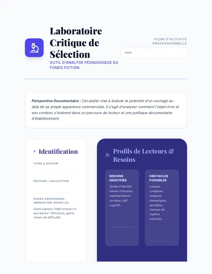 Laboratoire Critique Worksheet J1