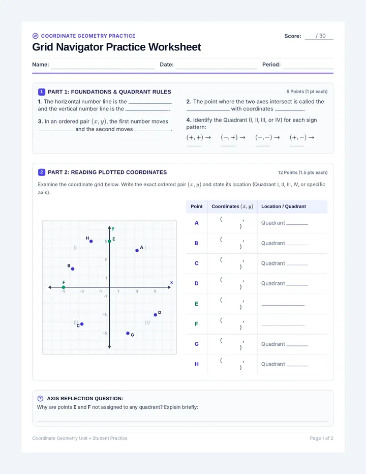 Grid Navigator Practice Worksheet